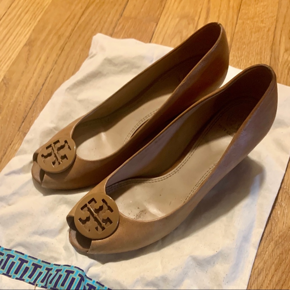 Tory Burch Peep Toe Wedges with dust bag